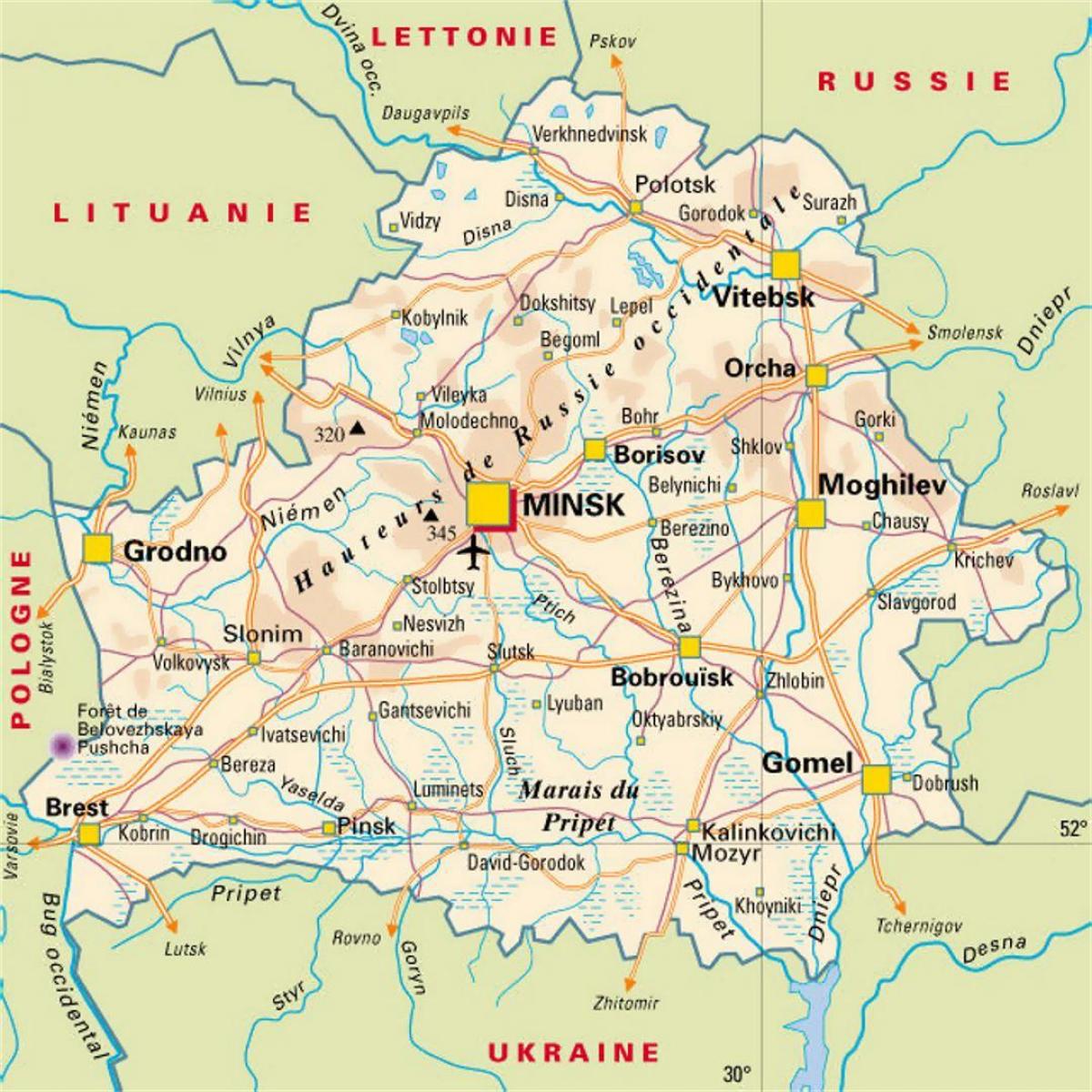 Mapa Białorusi miast
